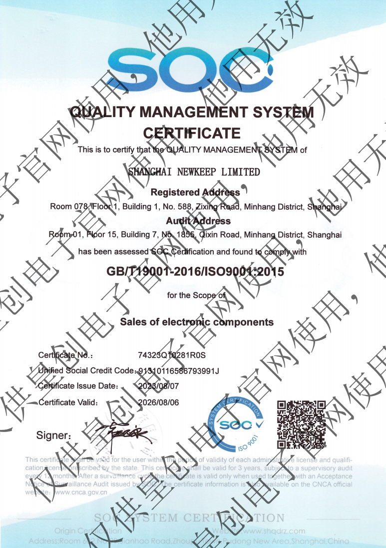 Quality Management System Certificate